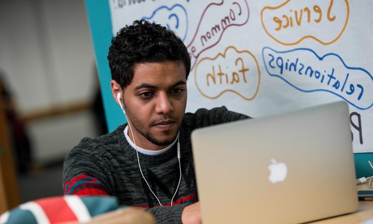 student using computer